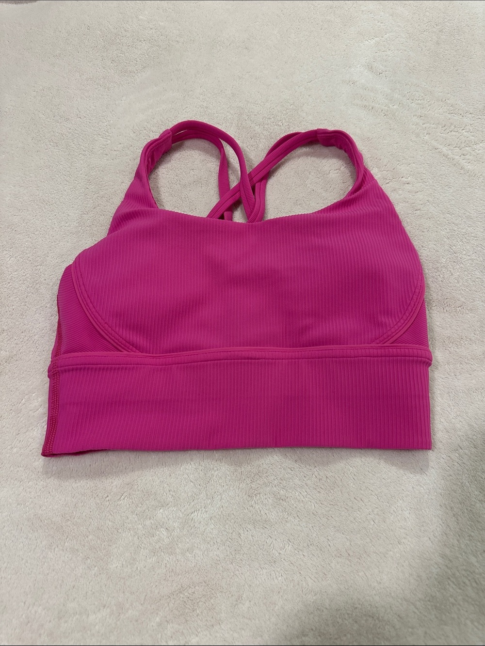 NWOT Lululemon- Women's Ribbed Crossback Sports Bra - Hot Pink size 4